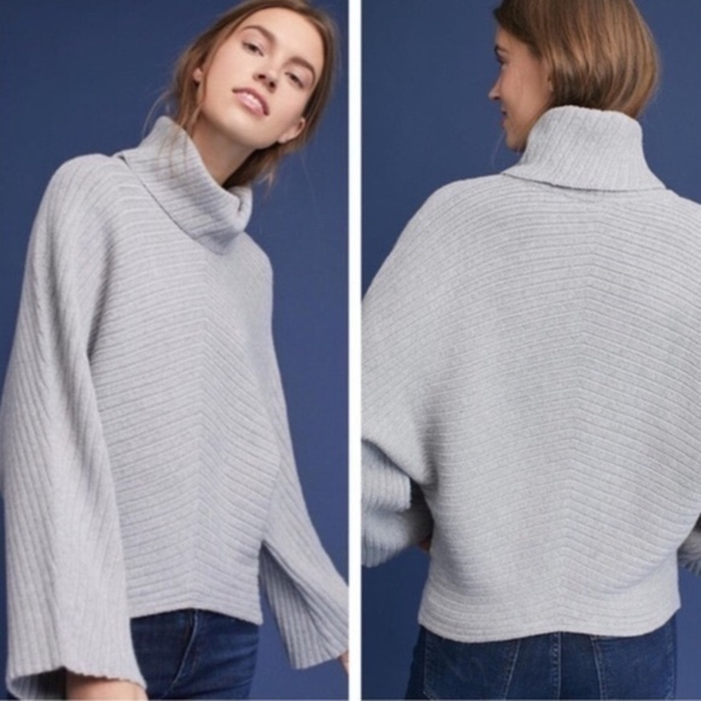 Anthropologie Moth Tisbury Turtleneck‎ Pullover Grey Medium